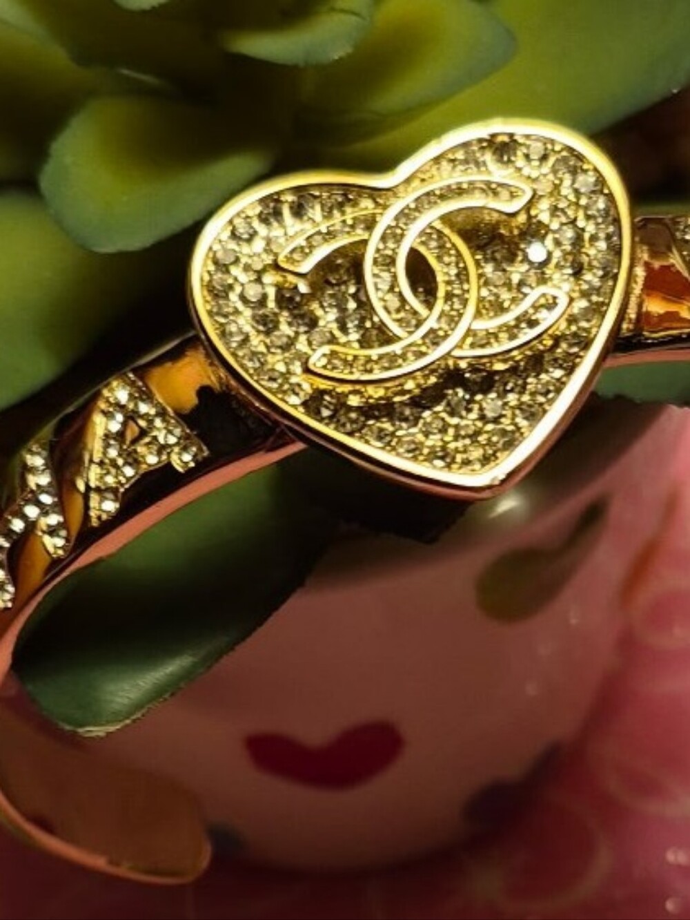 *💎💛GOLDY-Tone Heart Logo Crystal Cuff Bracelet💛 - Picture 3 of 4